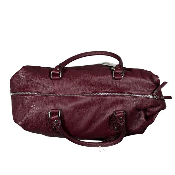 DOUCALS BURGUNDY LEATHER WEEKEND DUFFEL BAG NEVER USED - Picture 2 of 10